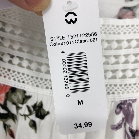 Warehouse  One NWT white floral flutter sleeve crochet boatneck t-shirt Medium - Picture 7 of 15